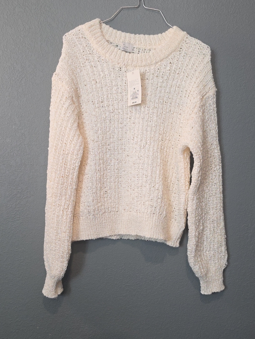 Women's Long Sleeve Round Neck Tape Yarn Pullover Sweater - A New Medium